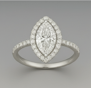 טבעת Halo עם יהלום Marquise - זהב 14K לבן או צהוב | יהלום טבעי או מעבדה