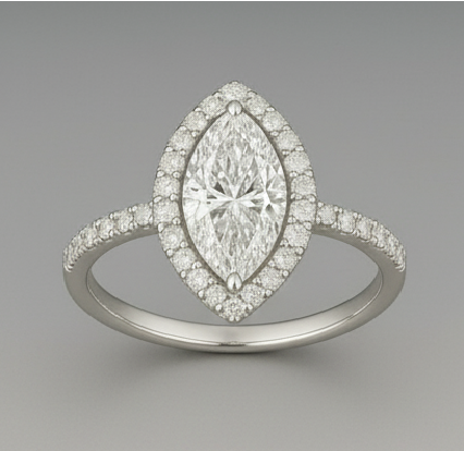 טבעת Halo עם יהלום Marquise – זהב 14K לבן או צהוב | יהלום טבעי או מעבדה