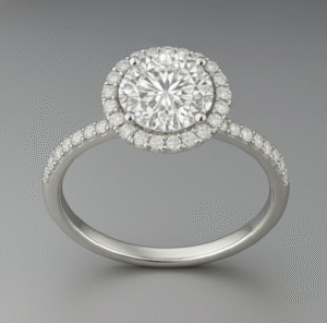 טבעת Halo עם יהלום Round Brilliant - זהב 14K לבן או צהוב | יהלום טבעי או מעבדה