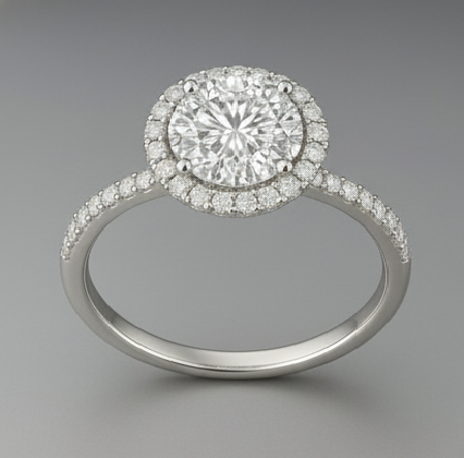 טבעת Halo עם יהלום Round Brilliant – זהב 14K לבן או צהוב | יהלום טבעי או מעבדה