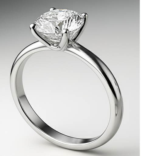 טבעת Solitaire (סוליטר) קלאסית עם יהלום מרכזי בצורת Round Brilliant (עגול מבריק)