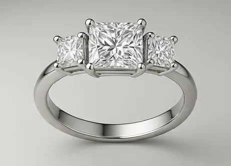Princess three-stone ring